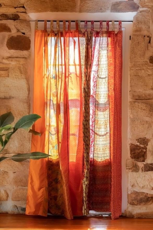 Amazon.com: KR VISION Indian Old Silk Blend Sari Curtains - Unique